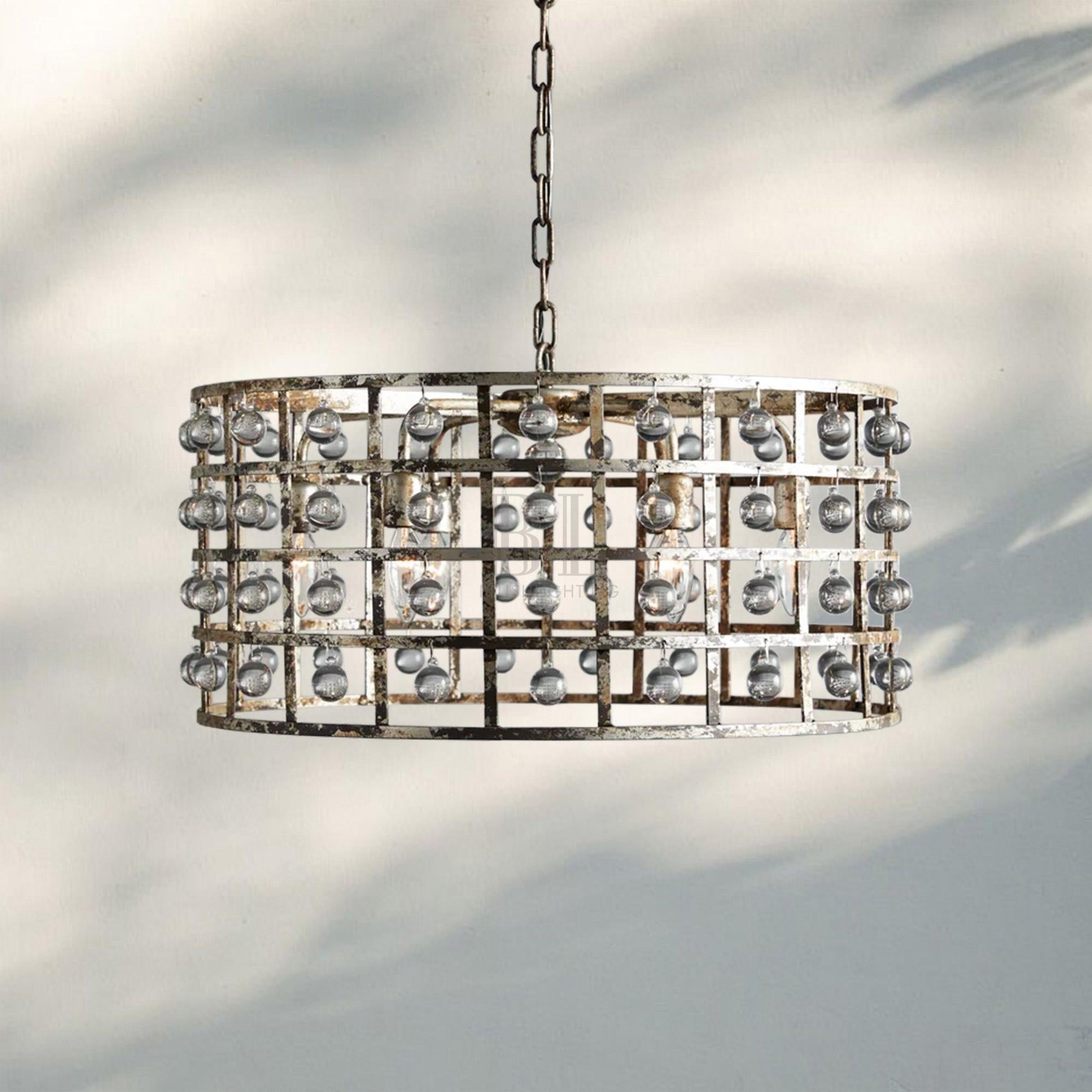 La Caged Round Chandelier 6/8/12 Light-6-Light-Silver Clay-