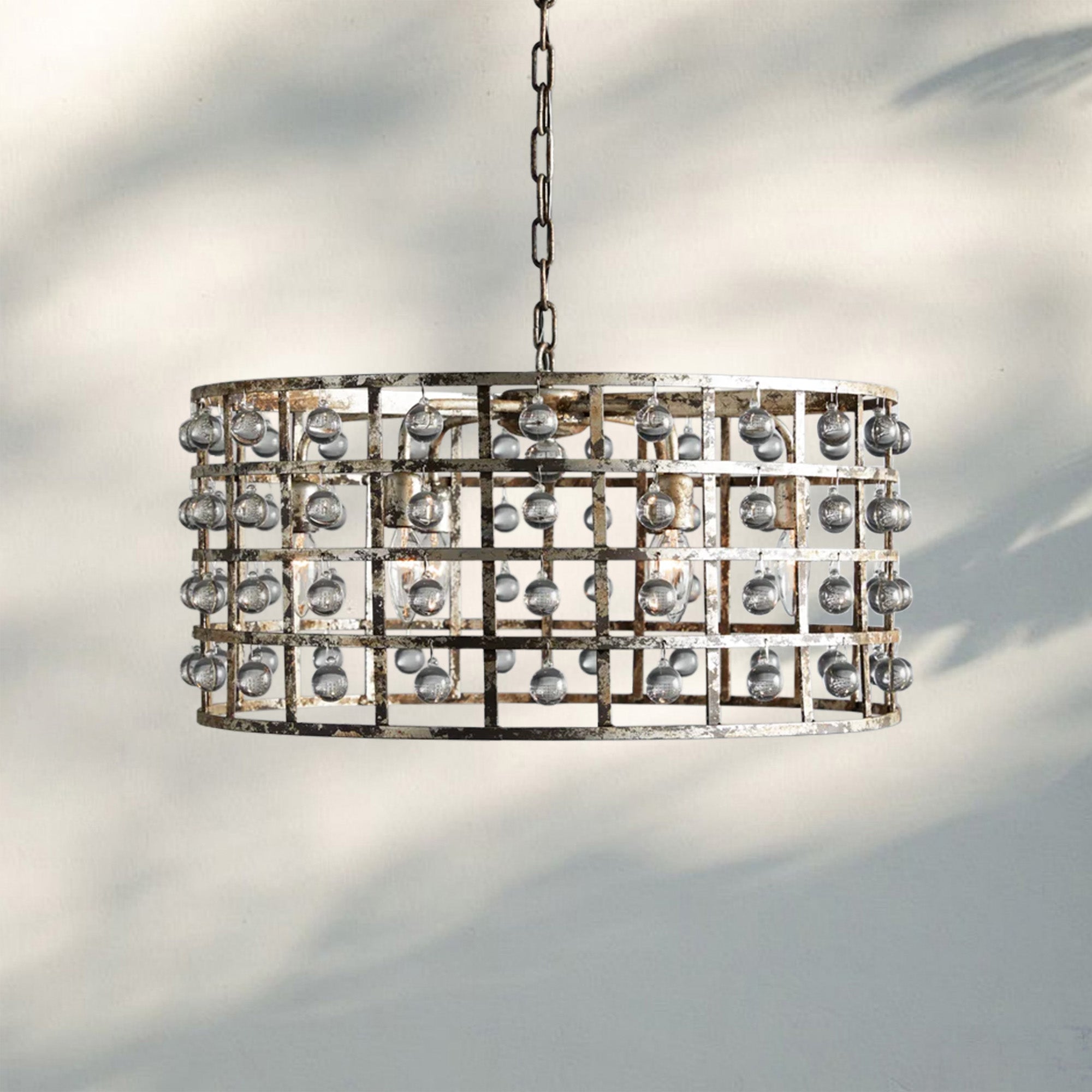 La Caged Round Chandelier 6/8/12 Light-6-Light-Silver Clay-