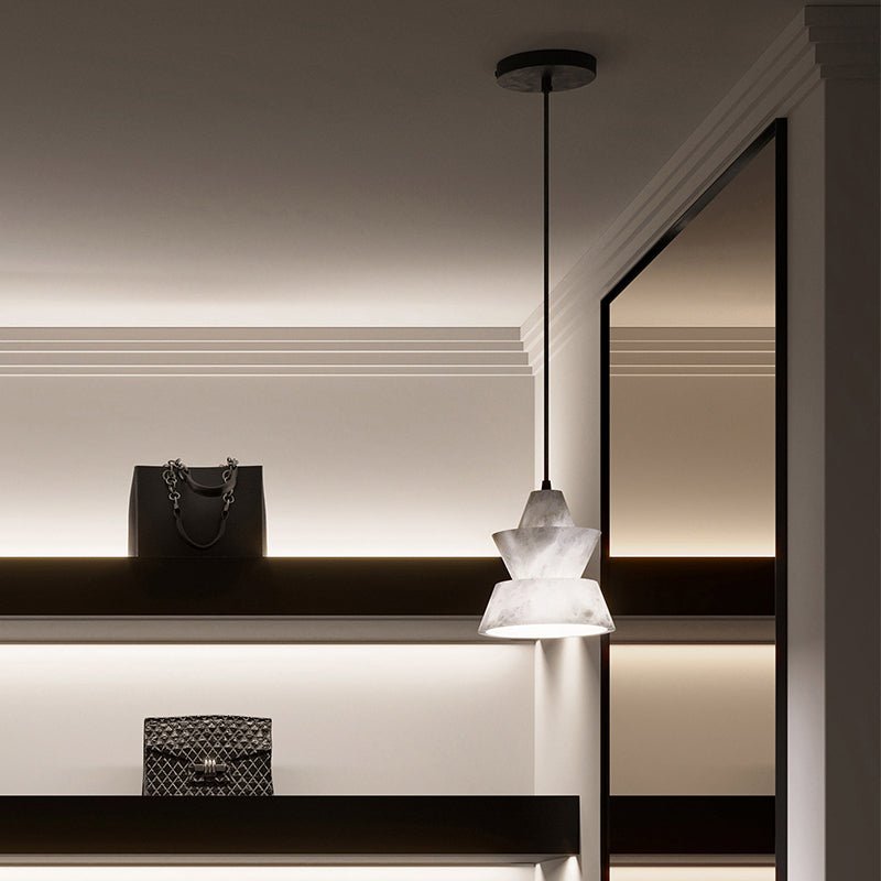 Lab Small Alabaster Coffee Table Pendant, Modern Pendant Light Besides Bed - Blushlighting