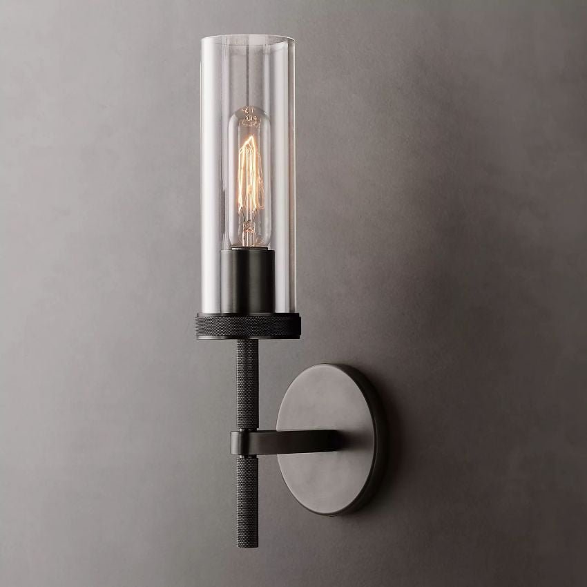 Lambe Knurled Wall Sconce - Matte Black14"HBlushlighting