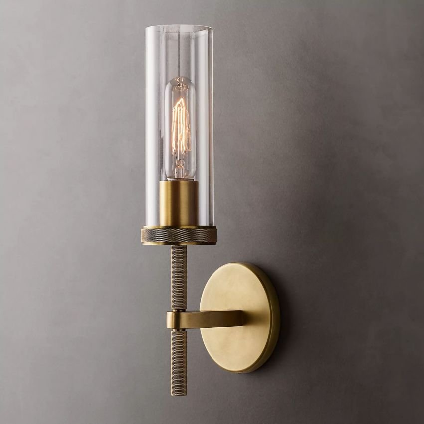 Lambe Knurled Wall Sconce - Lacquered Brass14"HBlushlighting