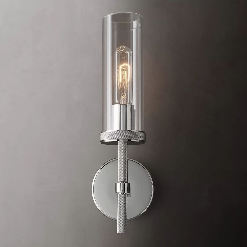 Lambe Knurled Wall Sconce - Polished Nickel14"HBlushlighting