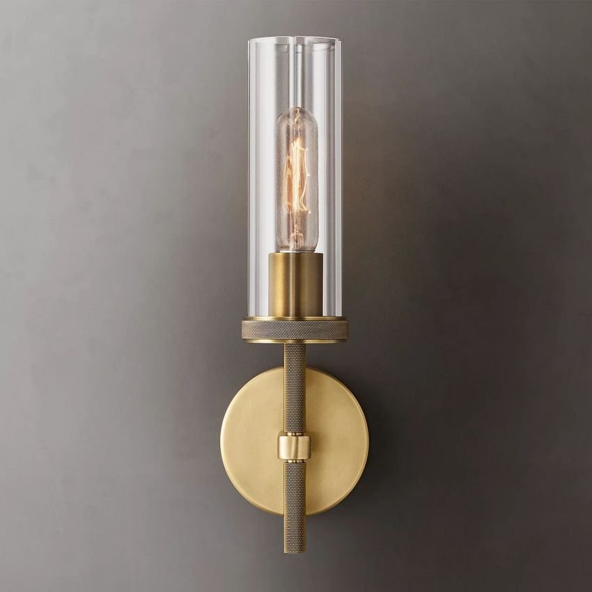 Lambe Knurled Wall Sconce - Polished Nickel14"HBlushlighting