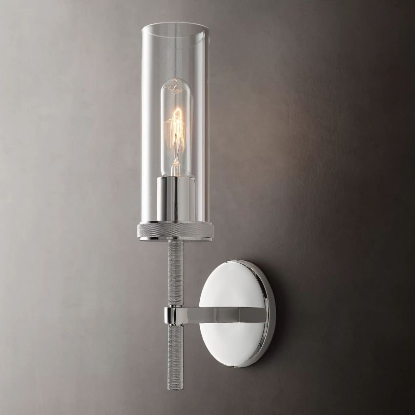 Lambe Knurled Wall Sconce - Polished Nickel14"HBlushlighting
