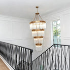 Large Elegant Multi-layers Glam Glass Chandelier for High-ceiling Staircase/Entryway/Living/meeting Room - 4 Layers/D40"*H95"GoldWarm LightBlushlighting