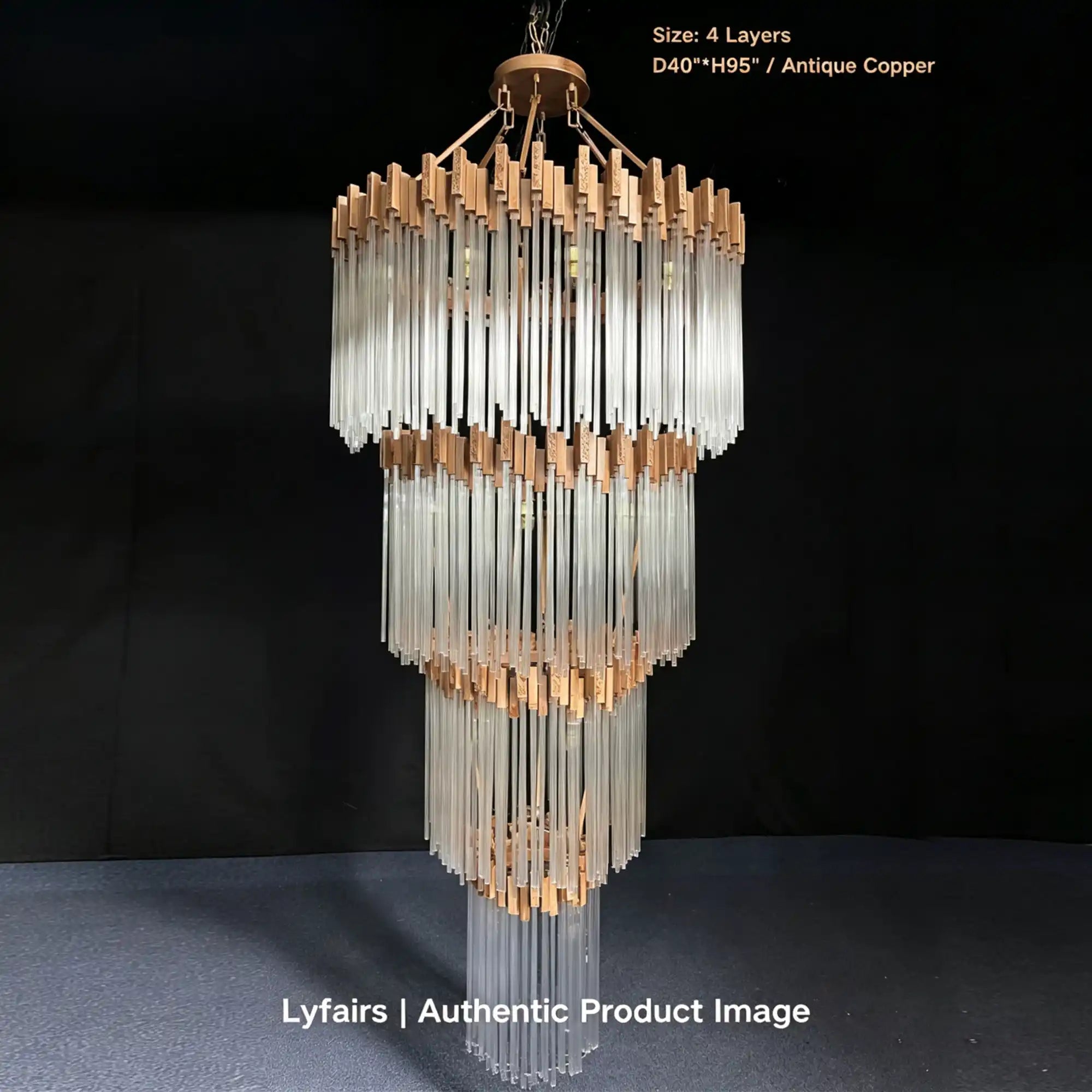 Large Elegant Multi-layers Glam Glass Chandelier for High-ceiling Staircase/Entryway/Living/meeting Room - 4 Layers/D40"*H95"GoldWarm LightBlushlighting