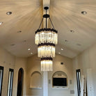 Large Elegant Multi-layers Glam Glass Chandelier for High-ceiling Staircase/Entryway/Living/meeting Room - 1 Layer/D30"*H44"GoldWarm LightBlushlighting