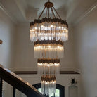 Large Elegant Multi-layers Glam Glass Chandelier for High-ceiling Staircase/Entryway/Living/meeting Room - 4 Layers/D40"*H95"GoldWarm LightBlushlighting