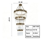Large Elegant Multi-layers Glam Glass Chandelier for High-ceiling Staircase/Entryway/Living/meeting Room - 4 Layers/D40"*H95"GoldWarm LightBlushlighting