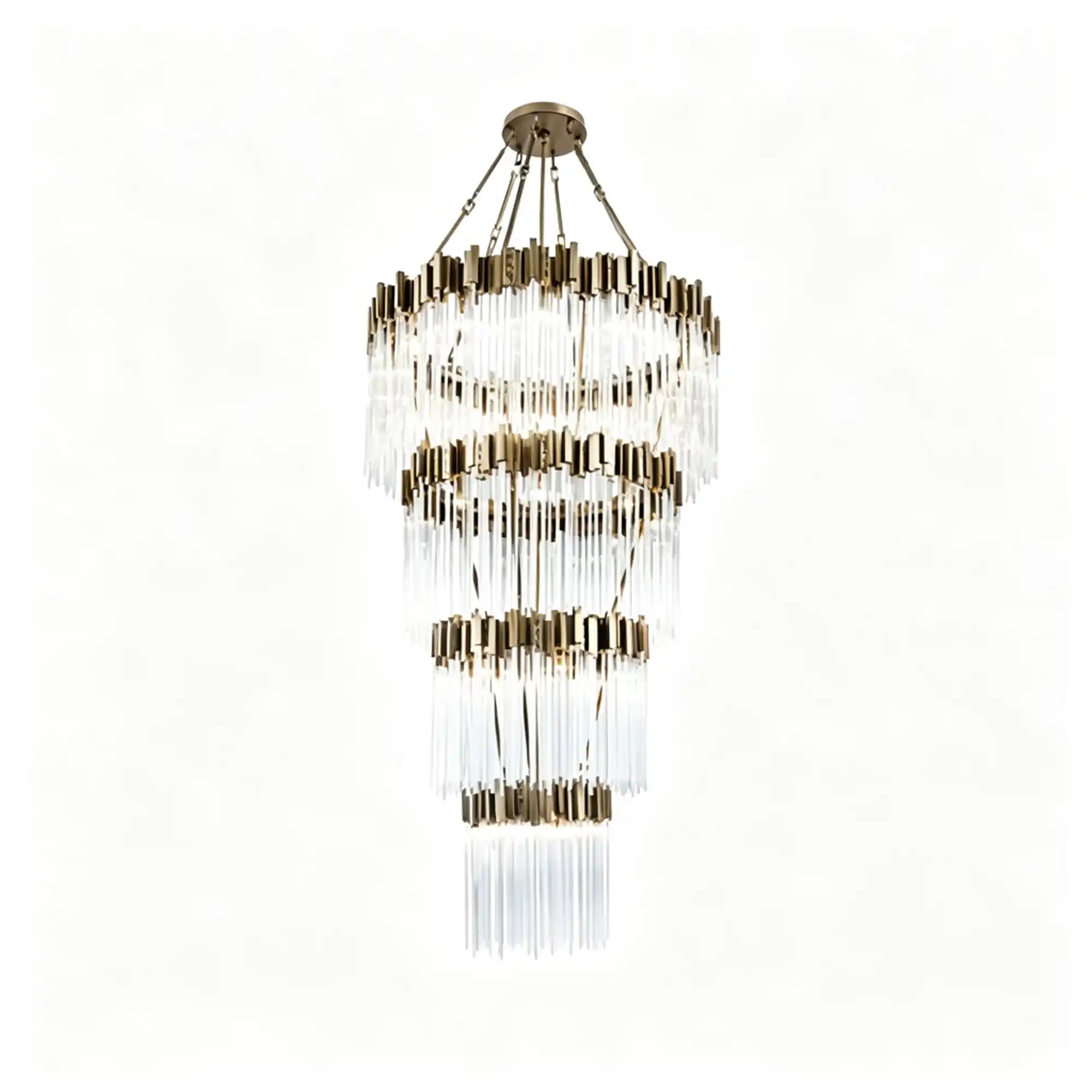 Large Elegant Multi-layers Glam Glass Chandelier for High-ceiling Staircase/Entryway/Living/meeting Room - 1 Layer/D30"*H44"GoldWarm LightBlushlighting