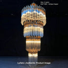 Large Elegant Multi-layers Glam Glass Chandelier for High-ceiling Staircase/Entryway/Living/meeting Room - 4 Layers/D40"*H95"GoldWarm LightBlushlighting