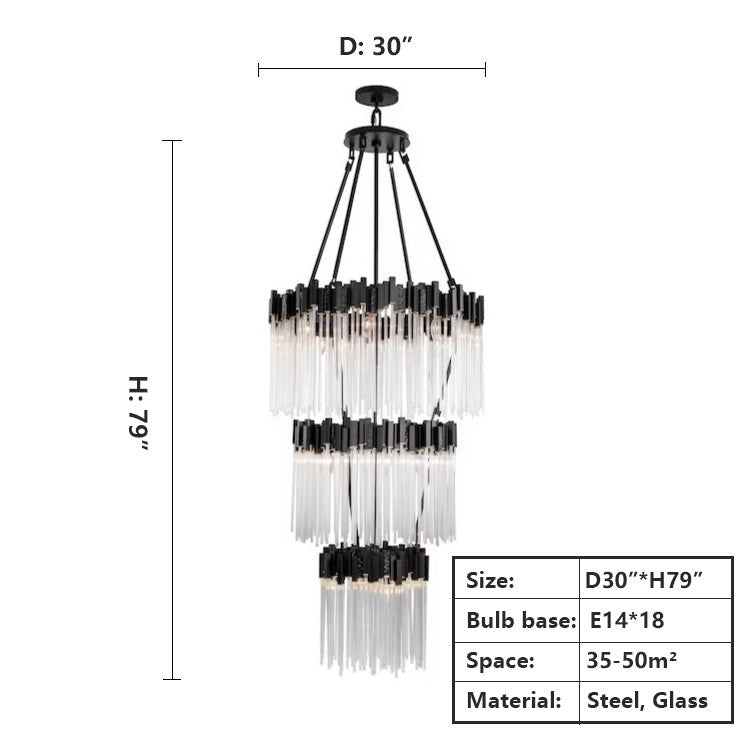 Large Elegant Multi-layers Glam Glass Chandelier for High-ceiling Staircase/Entryway/Living/meeting Room-Chandeliers, Dining Room-Blushlighting-Blushlighting