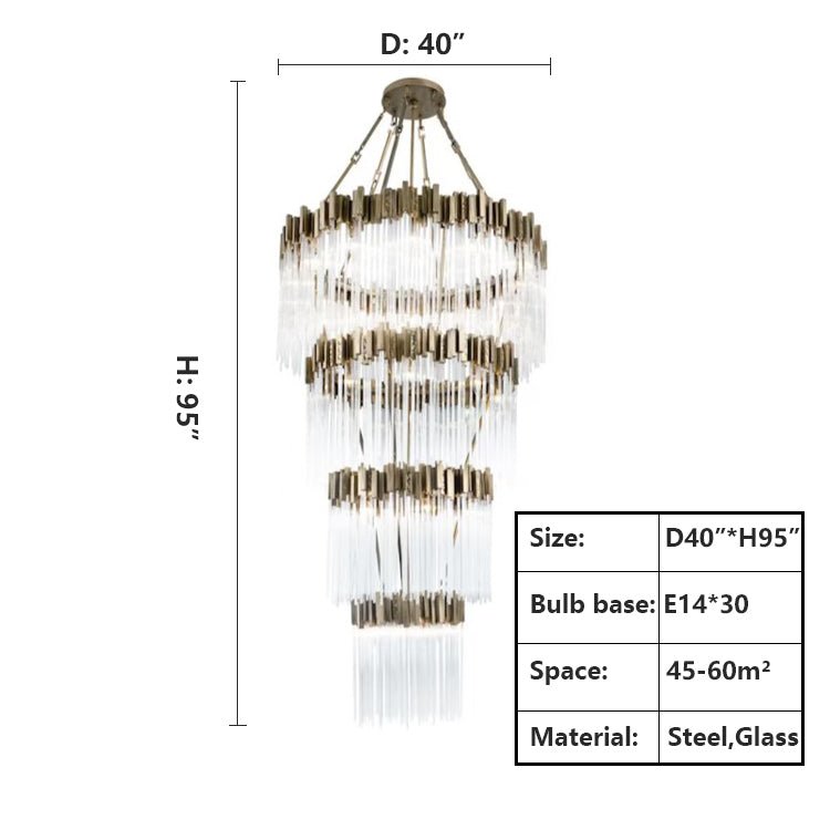 Large Elegant Multi-layers Glam Glass Chandelier for High-ceiling Staircase/Entryway/Living/meeting Room-Chandeliers, Dining Room-Blushlighting-Blushlighting