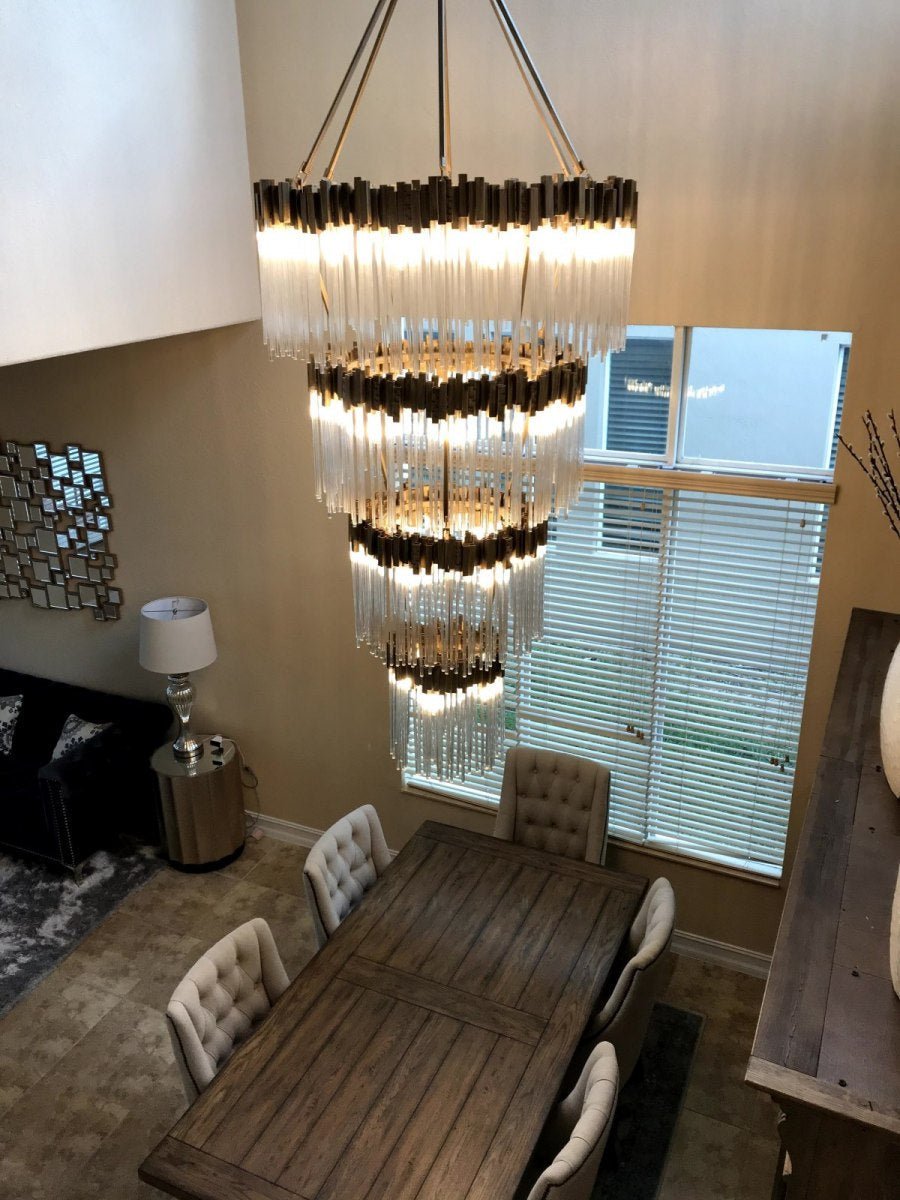 Large Elegant Multi-layers Glam Glass Chandelier for High-ceiling Staircase/Entryway/Living/meeting Room-Chandeliers, Dining Room-Blushlighting-Blushlighting