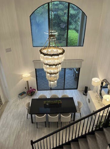 Large Elegant Multi-layers Glam Glass Chandelier for High-ceiling Staircase/Entryway/Living/meeting Room-Chandeliers, Dining Room-Blushlighting-Blushlighting