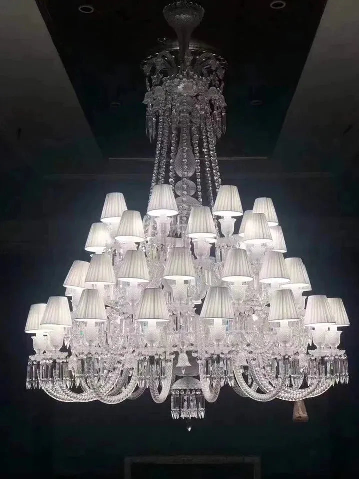 Large Light Luxury Classic Tiered Crystal Candle shaded Chandelier for High-ceiling Rooms/Living Room-Chandeliers-Blushlighting-Blushlighting