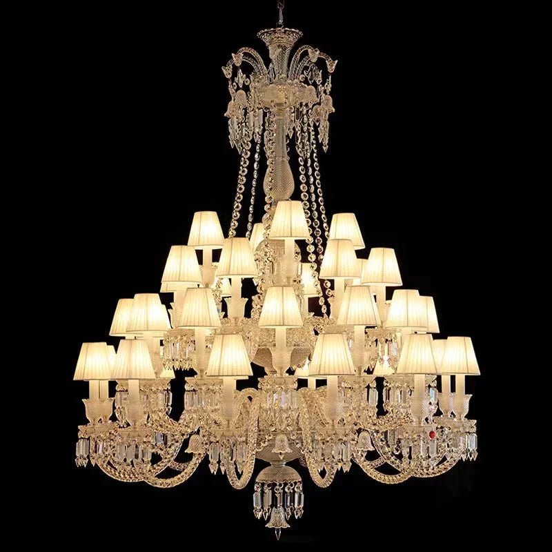 Large Light Luxury Classic Tiered Crystal Candle shaded Chandelier for High-ceiling Rooms/Living Room-Chandeliers-Blushlighting-Blushlighting