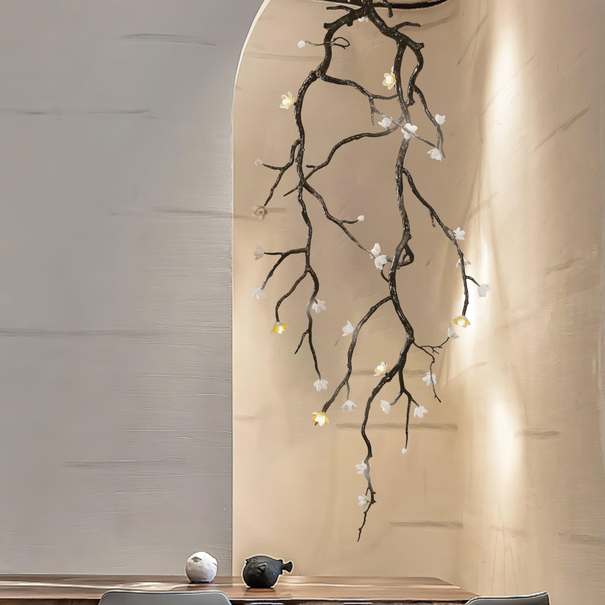 Large Long Branch Flower Chandelier - L 53.1″ x H 129.9″ / L 135cm x H 330cmBrass stained blackBlushlighting