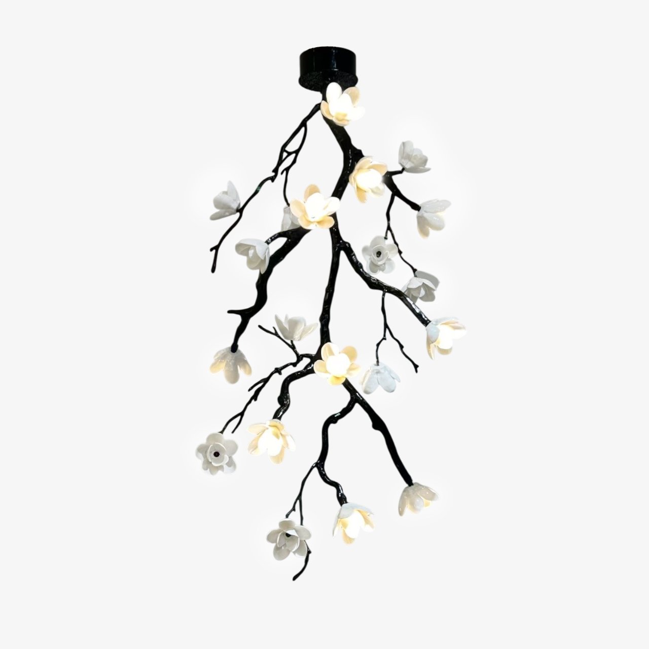 Large Long Branch Flower Chandelier - L 17.7″ x H 43.3″ / L 45cm x H 1100cmBrass stained blackBlushlighting