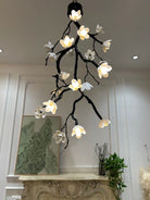 Large Long Branch Flower Chandelier - L 53.1″ x H 129.9″ / L 135cm x H 330cmBrass stained blackBlushlighting