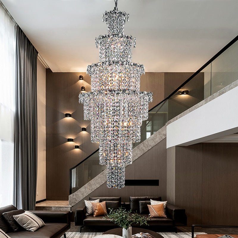 Large Multi-pieces Crystal Chandelier Stylish Ceiling Light Fixture For Foyer Living Room Staircase-Chandeliers-Blushlighting-Blushlighting