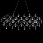 Large Silver Rectangle Crystal Chandelier 49.2" Modern Luxury Raindrop Light