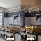 Large Silver Rectangle Crystal Chandelier 49.2" Modern Luxury Raindrop Light