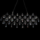 Large Silver Rectangle Crystal Chandelier 49.2" Modern Luxury Raindrop Light