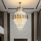 Large Staircase Crystal Chandelier Living Room Ceiling Light Fixture For Hotel Entrance In Gold Finish-Chandeliers-Blushlighting-D39.4"*H69"/ 36 Lights-Warm Light-Blushlighting