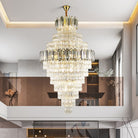 Large Staircase Crystal Chandelier Living Room Ceiling Light Fixture For Hotel Entrance In Gold Finish-Chandeliers-Blushlighting-D59.1"*H96.5"/ 80 Lights-Warm Light-Blushlighting