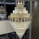 Large Staircase Crystal Chandelier Living Room Ceiling Light Fixture For Hotel Entrance In Gold Finish-Chandeliers-Blushlighting-Blushlighting
