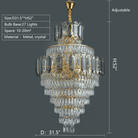 Large Staircase Crystal Chandelier Living Room Ceiling Light Fixture For Hotel Entrance In Gold Finish-Chandeliers-Blushlighting-Blushlighting