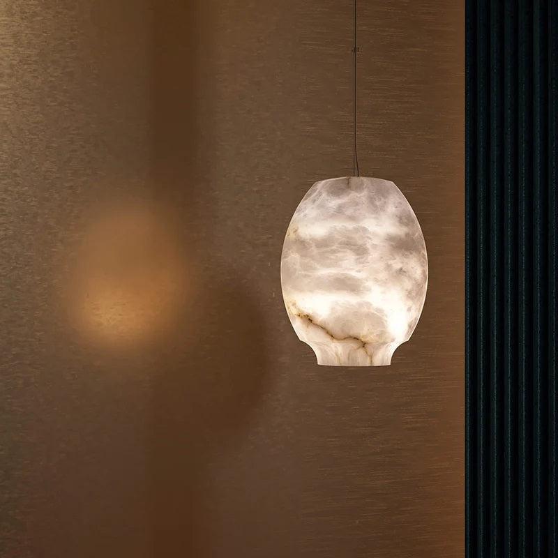 Larry Alabaster Lantern Bedside Pendant Light - LargeBlushlighting