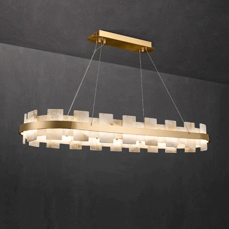 Larry Modern Oval Marble Island Chandelier-Chandeliers-Blushlighting