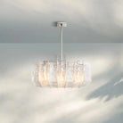 Lattic Square Chandelier 37''-Stain Nickel-