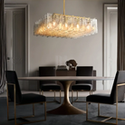 Lattic Clear/Smoke Class Square Chandelier 37'' For living room-Brass-Smoke-Blushlighting