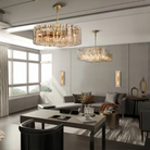 Lattic Clear/Smoke Class Square Chandelier 37'' For living room-Blushlighting