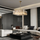 Lattic Clear/Smoke Class Square Chandelier 37'' For living room-Brass-Clear-Blushlighting