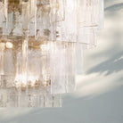 Lattic Glass Tiered Round Chandelier 36'' 47''-