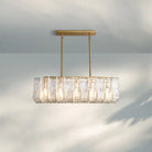 Lattic Smoke Glass Rectangular Chandelier 49'' 67''-49''-Clear-Lacquered Burnished Brass