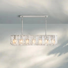 Lattic Smoke Glass Rectangular Chandelier 49'' 67''-67''-Clear-Polished Nickel