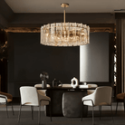 Lattic Smoke Glass Round Chandelier 36'' 48'' - 48''ClearLacquered Burnished BrassBlushlighting