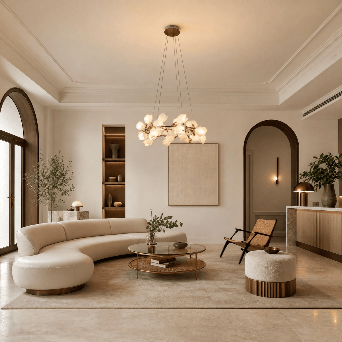 Lauro Ceramic Leaf Chandelier - Blushlighting