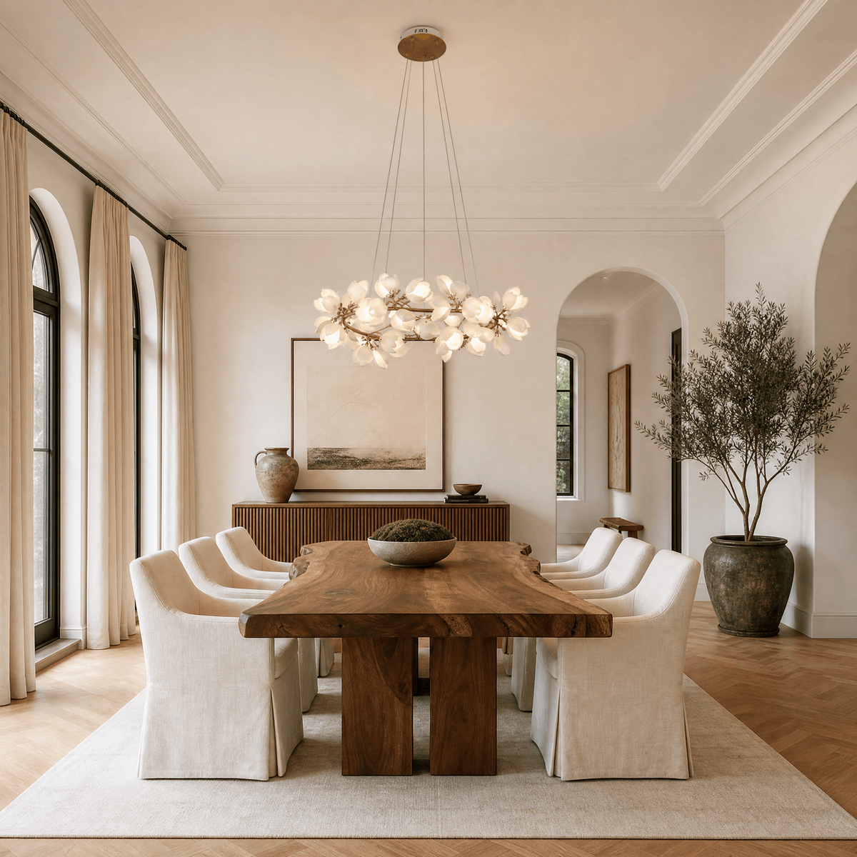Lauro Ceramic Leaf Chandelier - Blushlighting