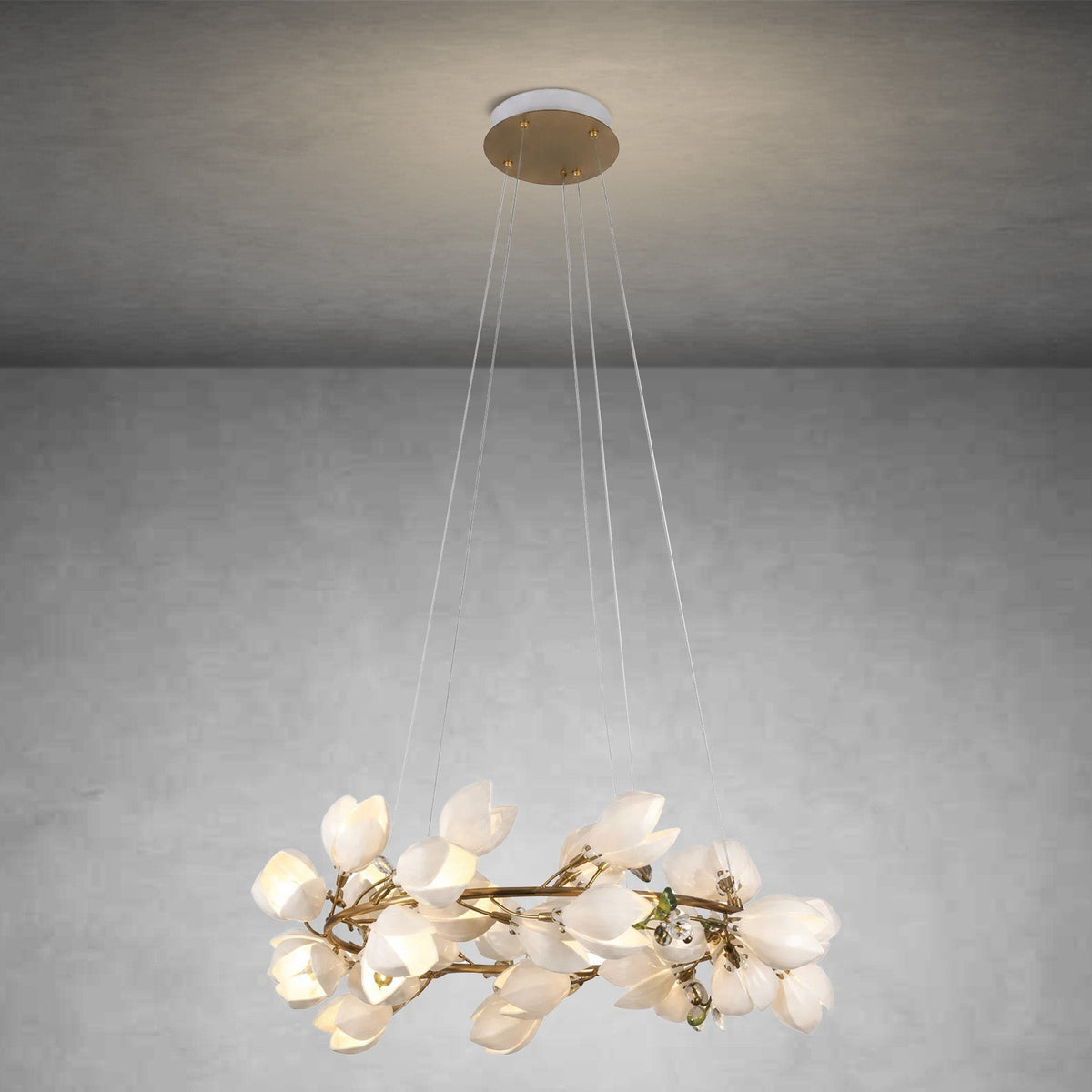 Lauro Ceramic Leaf Chandelier - Blushlighting