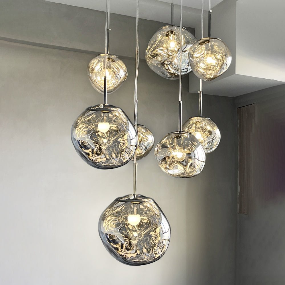 Lava Chandelier Villa Loft Duplex Stairwell Pendant Light - Rose Gold5 Balls - Style ABlushlighting