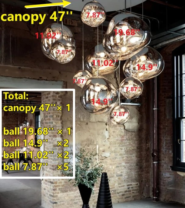 Lava Chandelier Villa Loft Duplex Stairwell Pendant Light - Rose Gold5 Balls - Style ABlushlighting