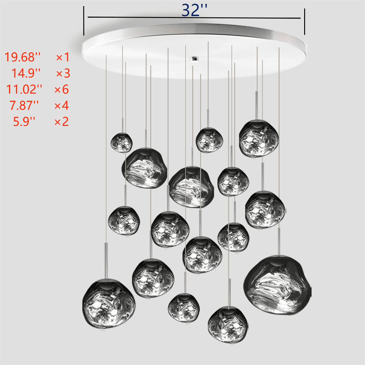 Lava Chandelier Villa Loft Duplex Stairwell Pendant Light - Gold16 BallsBlushlighting