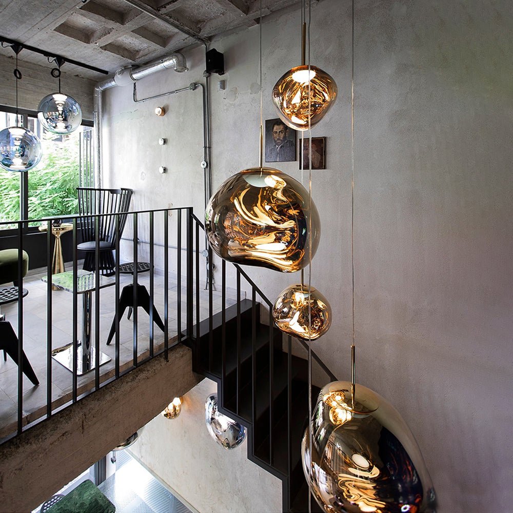 Lava Chandelier Villa Loft Duplex Stairwell Pendant Light - Silver3 BallsBlushlighting