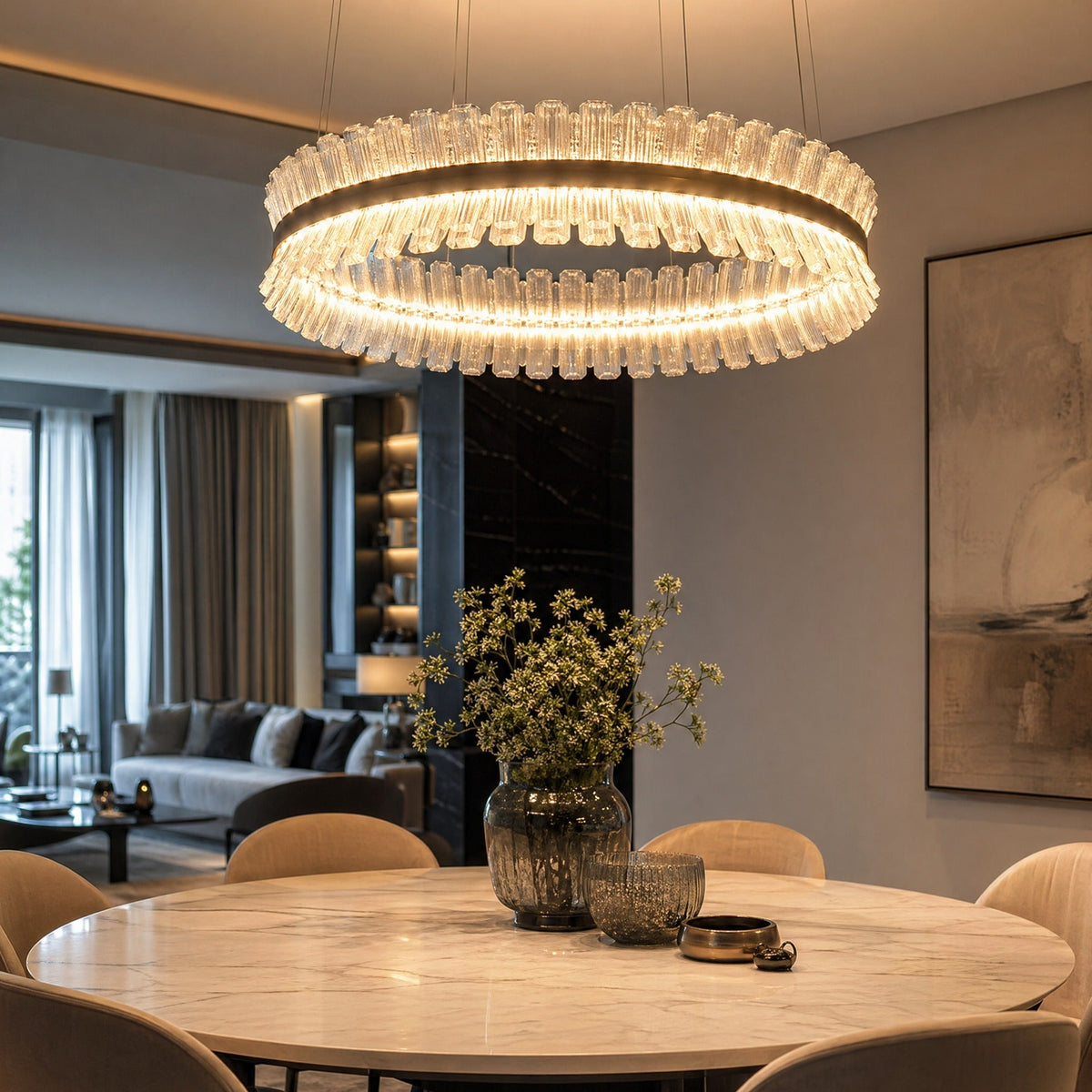 Lawson Contemporary Chandelier Dining Room 39" - Ø23.6" × H8.7" (Ø60 × H22 cm)Blushlighting